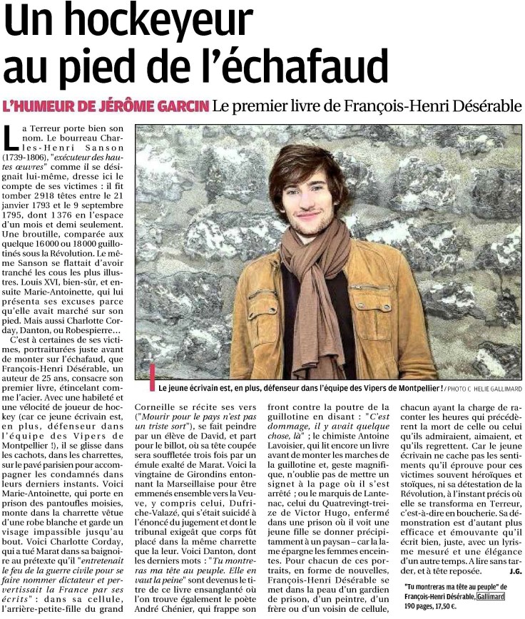 Un hockeyeur au pied de l'échafaud